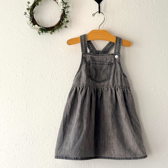 H&M Other - H&M Toddler Girl Gray Denim Overall Dress Size 18 Months